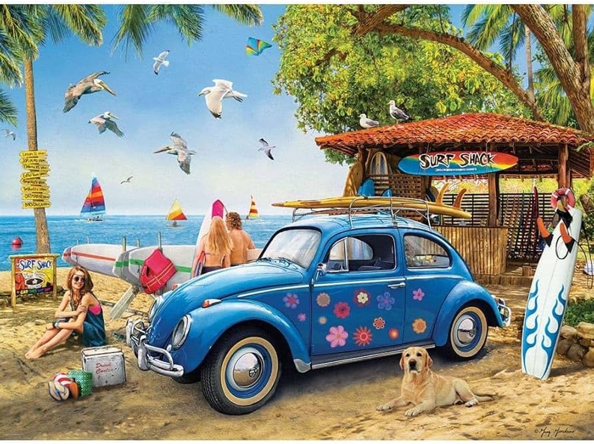 TOPMO -Kever aan het Strand- 40X50CM- Diamond painting pakket - HQ Diamond Painting - VOLLEDIG dekkend - Diamant Schilderen - voor Volwassenen – ROND