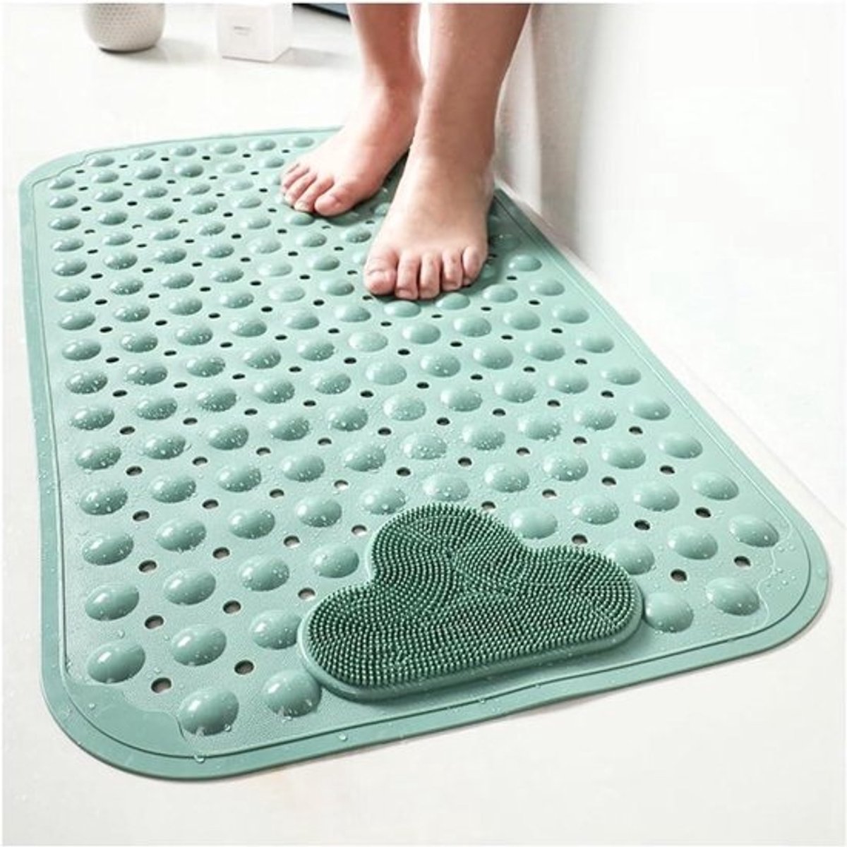 Douchemat Antislip - Badmat Zuignappen - Veilig Douchen - Comfortabele Massage - 90 x 60 cm - Groen