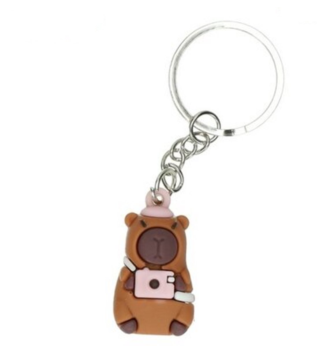 Capybara Sleutelhanger Bruin met Camera – Schattige Tashanger & Bag Charm – Ideaal als Uitdelen Cadeautje en Traktatie