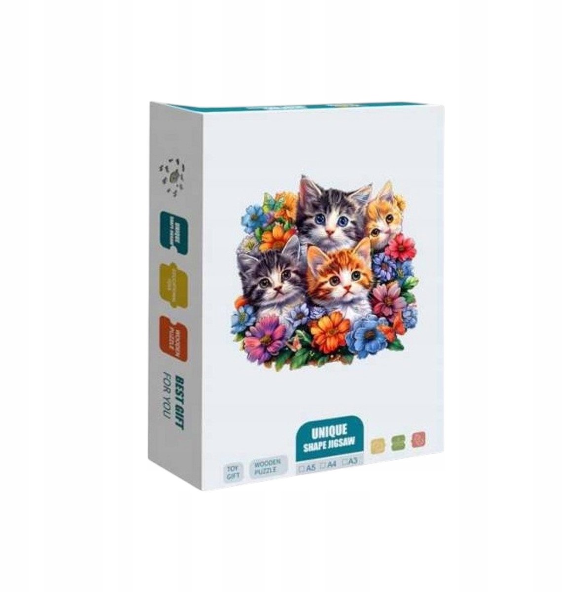 Houten Puzzel Katten & Bloemen - 85 Stukjes - A5 Formaat