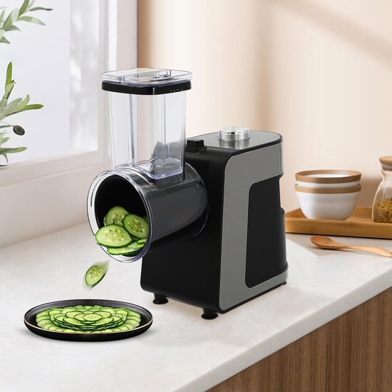 Elektrische Groentesnijder - Keukenmachine Rasp - Snel Groenten Snijden - 10 Verwisselbare Messen - 1000W - Zwart — afbeelding 3