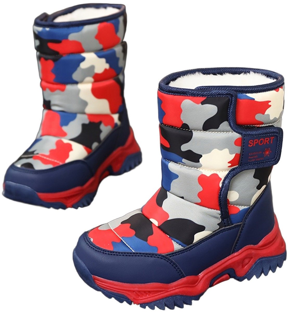 Currero Snowboots Meisjes Sneeuwlaarzen Kinderen Winterlaarzen Meisjes Gevoerde Winterschoenen Waterdicht Antislip Zool Warm Gevoerd Kinderlaarzen Rood