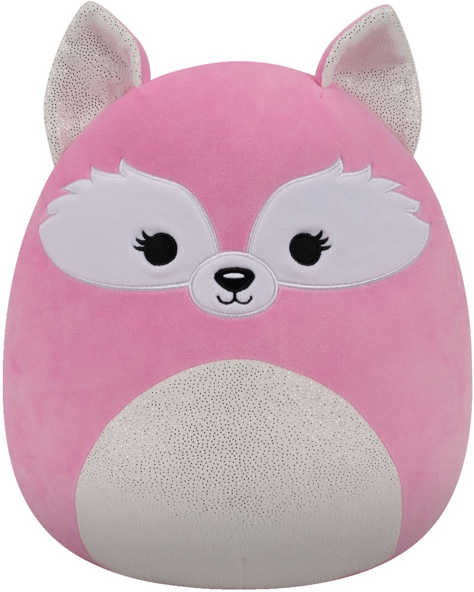 SQUISHMALLOWS - Medium Plush 30cm Squishmallows Rhiannon - Pink Fox W/Open Eyes, White Shimmer Ears And Belly