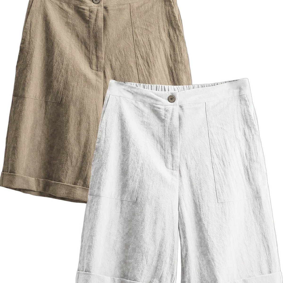 Currero Jorts Dames Jeans Short Korte Spijkerbroek Baggy Fit – Cargo Short Zomer Grote Maten Kaki+ Wit