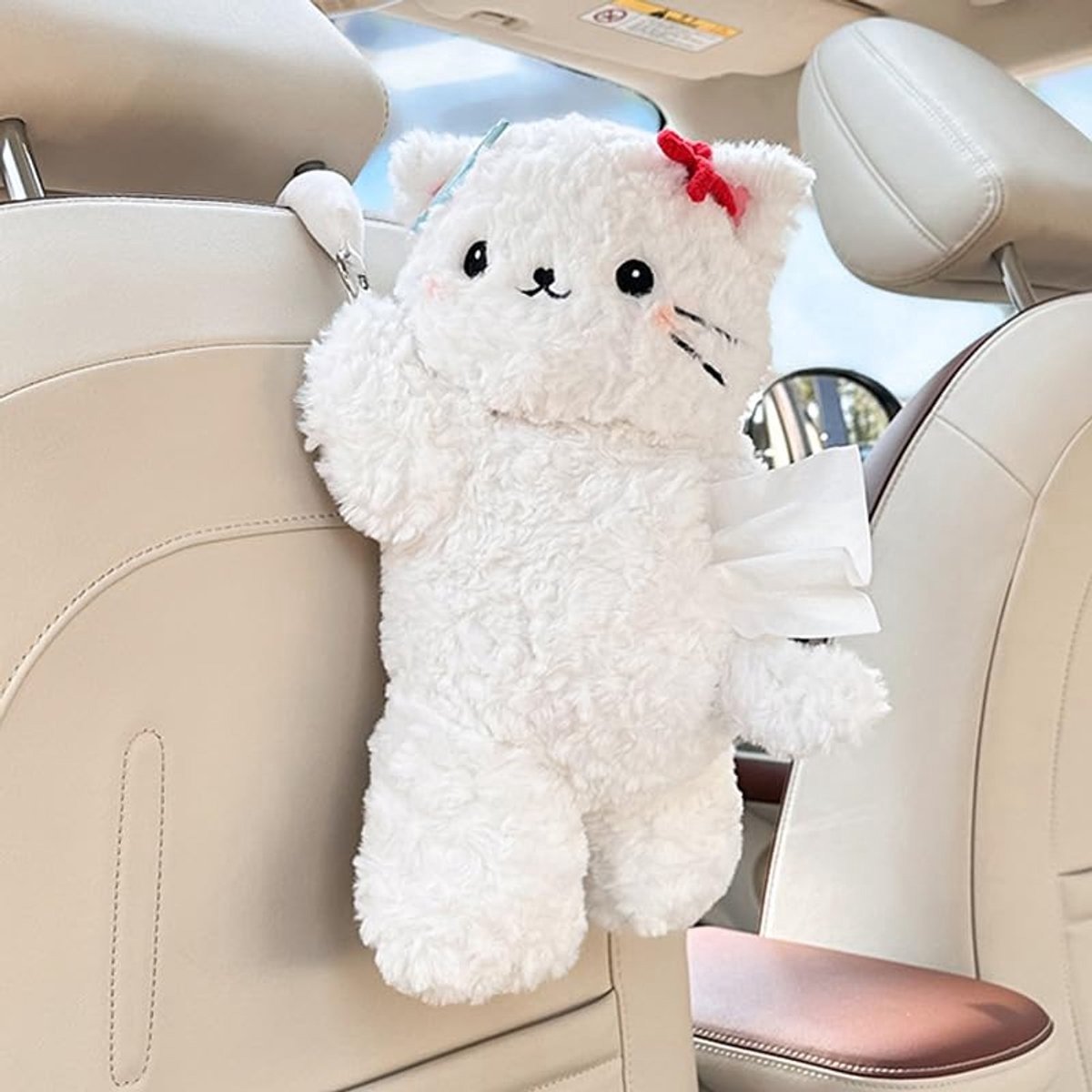 Cute Animal Car Tissue Holder, Hangable Cartoon Car Mounted Napkin Holder | 2 n 1 Car Tissue Box And Trash Can, Decorative Organizer, Black Cat Shaped For Car/Home Bathroom/Desk