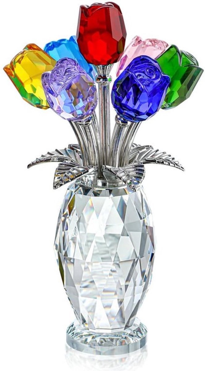 - Kleurige Crystal Rozenbeeld - Uniek Cadeau voor Vrouwen - Perfect voor Bruiloften - Handgemaakt en Duurzaam - 8.2 cm Hoog - Geschikt voor..