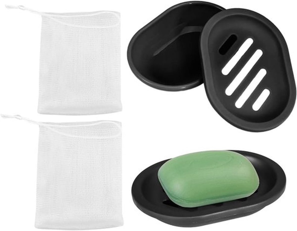 Zeepbakjes Set van 2 - Draagbaar en Antislip - Voor Badkamer en Wastafel