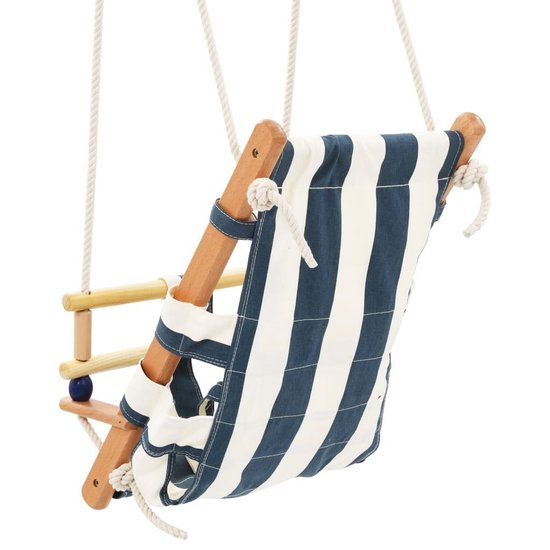 Babyschommel met gordel Hout Blauw- Babyschommel Buiten - Baby schommel tuin - Peuterschommel - Kinderschommel - Schommelzitje van HAPPYJUMP — afbeelding 2