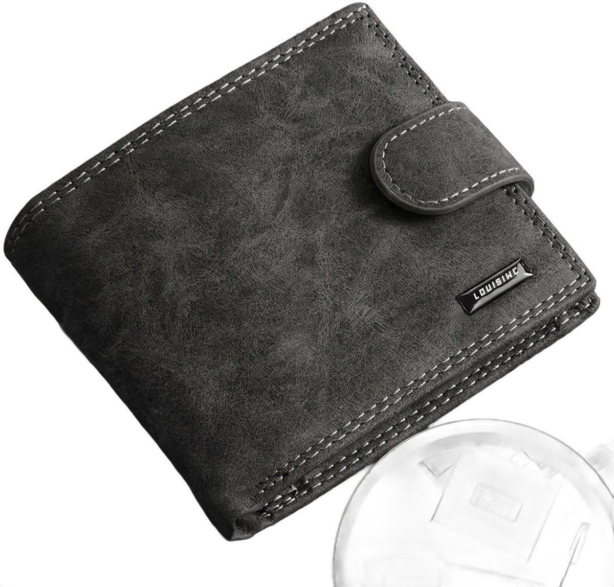 Currero Portomonee - Portemonnee Dames & Heren - RFID Anti Skim - Pasjeshouder - Klein Model - Met Rits - Kunstleer - Zwart