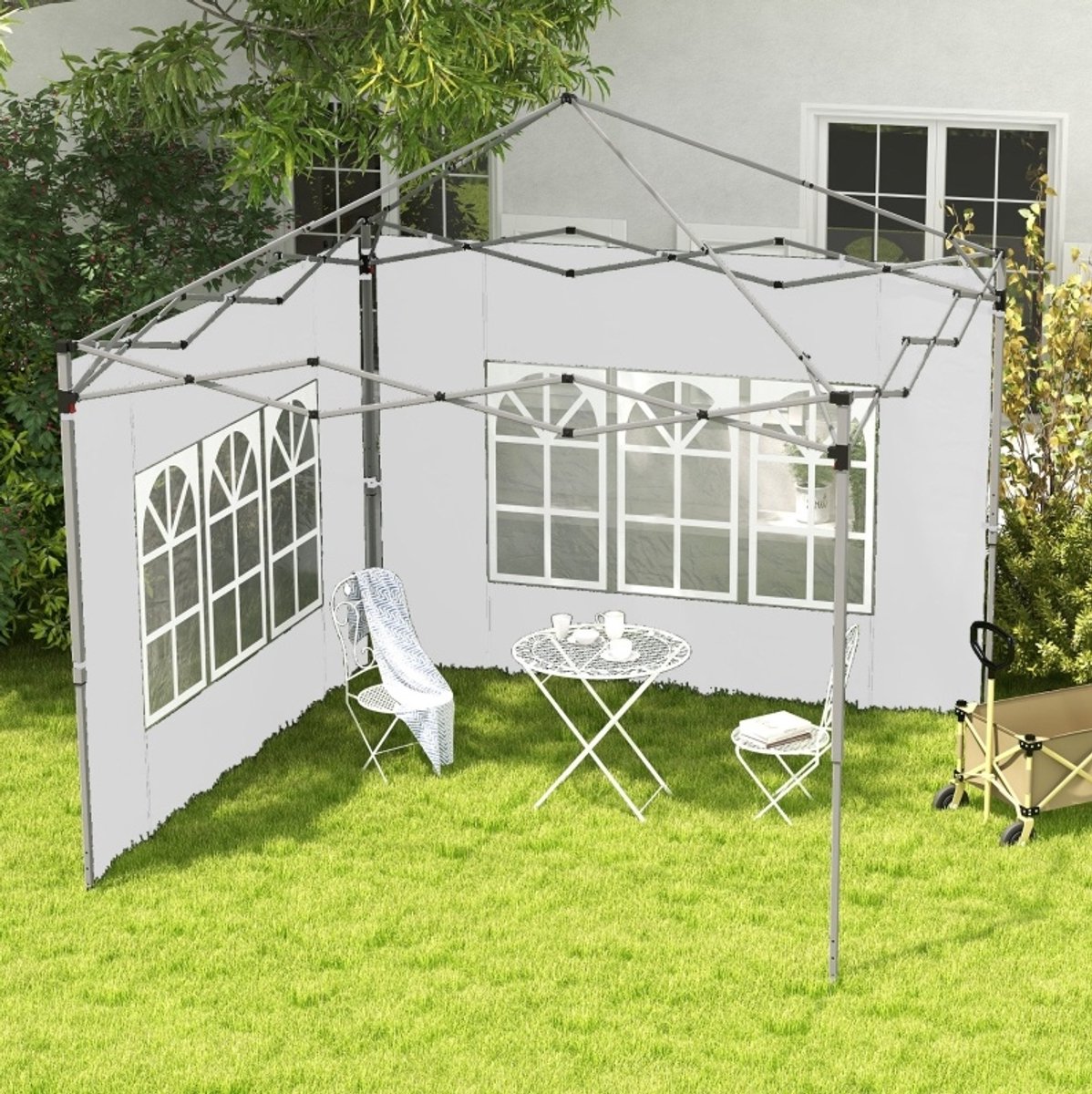 MODFU - Partytent Zijwand - Met Raam - Wit - 295 X 195 Cm