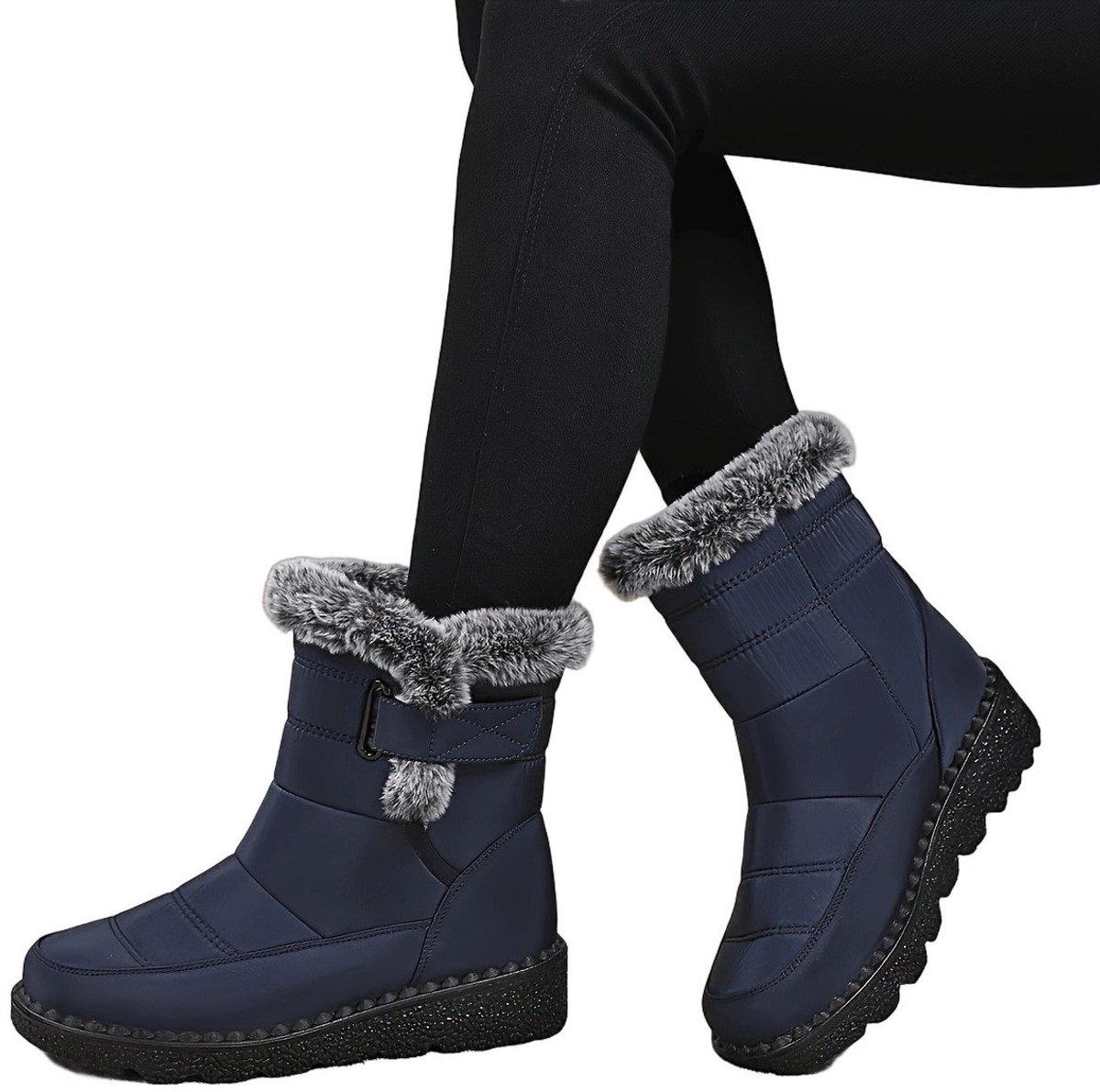Currero Snowboots Dames Sneeuwlaarzen Dames Winterlaarzen Gevoerde Winterschoenen Waterdicht Antislip Zool Warm Gevoerd Wandellaarzen Winter Zee Blauw