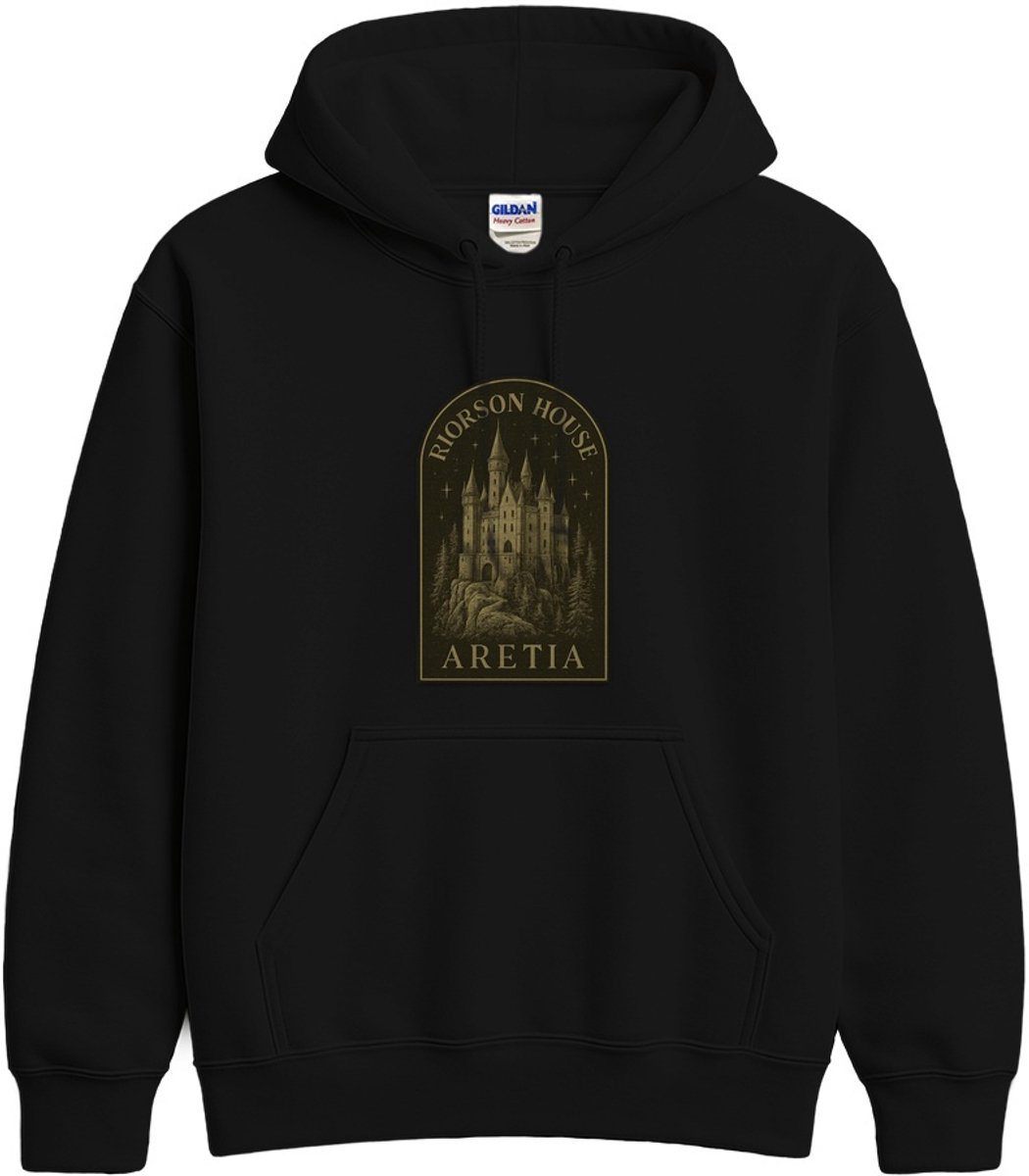Fantasy Kasteel Hoodie – RIORSON HOUSE ARETIA – Boekliefhebbers Outfit – Unisex Hoodie voor Dames & Heren – Origineel Cadeau