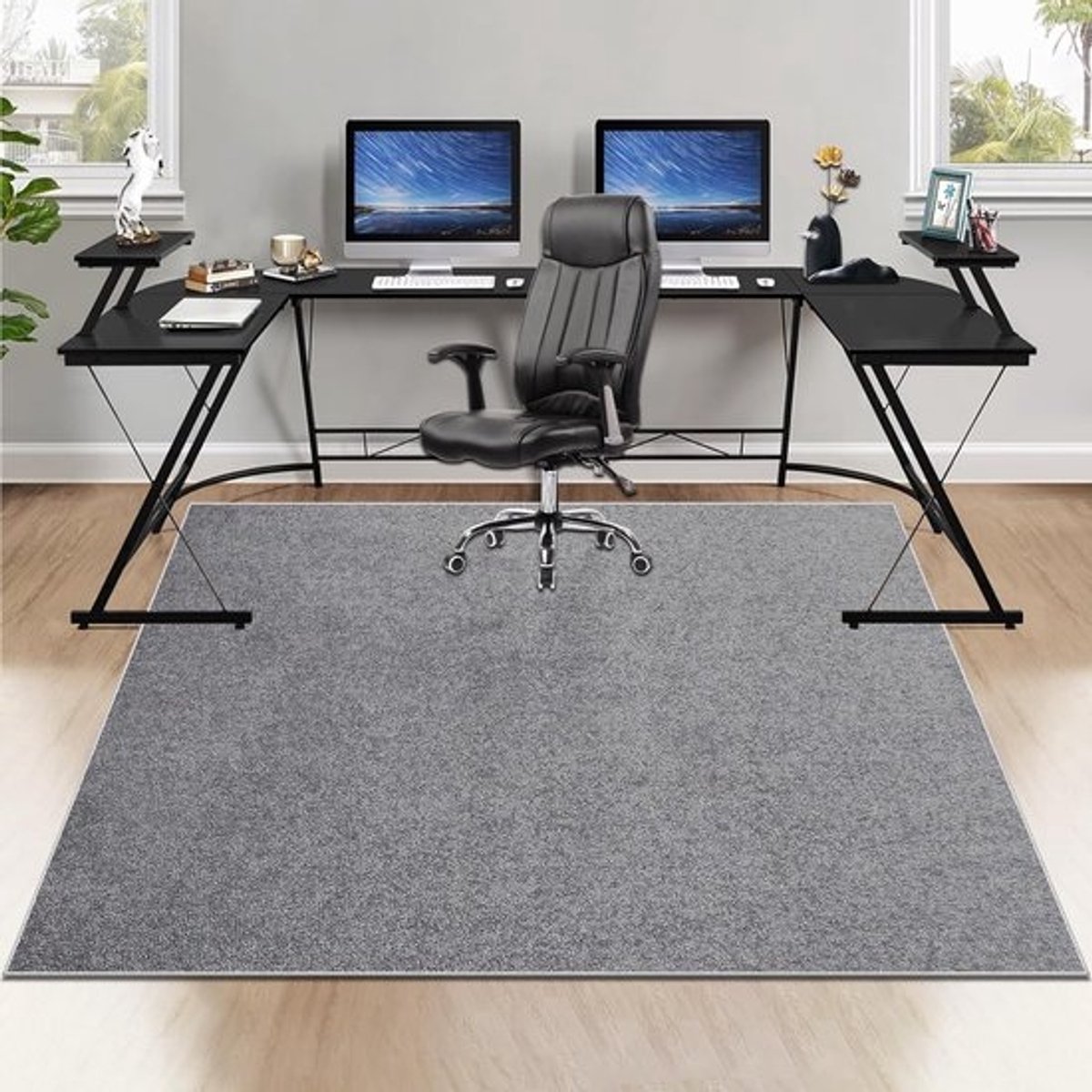 Vloerbeschermer Mat - Bureaustoel Mat - Vloer Beschermen - Antislip Geluiddempend - 200 x 230 cm - Grijs
