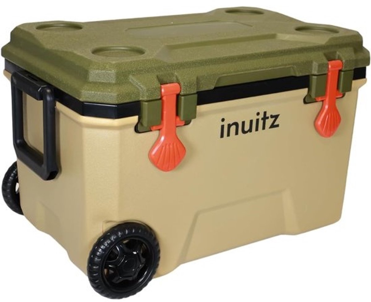 Grote Koelbox - Draagbare Koelkast - Strand en Camping - Op Wielen - 68 Liter Capaciteit - Beige