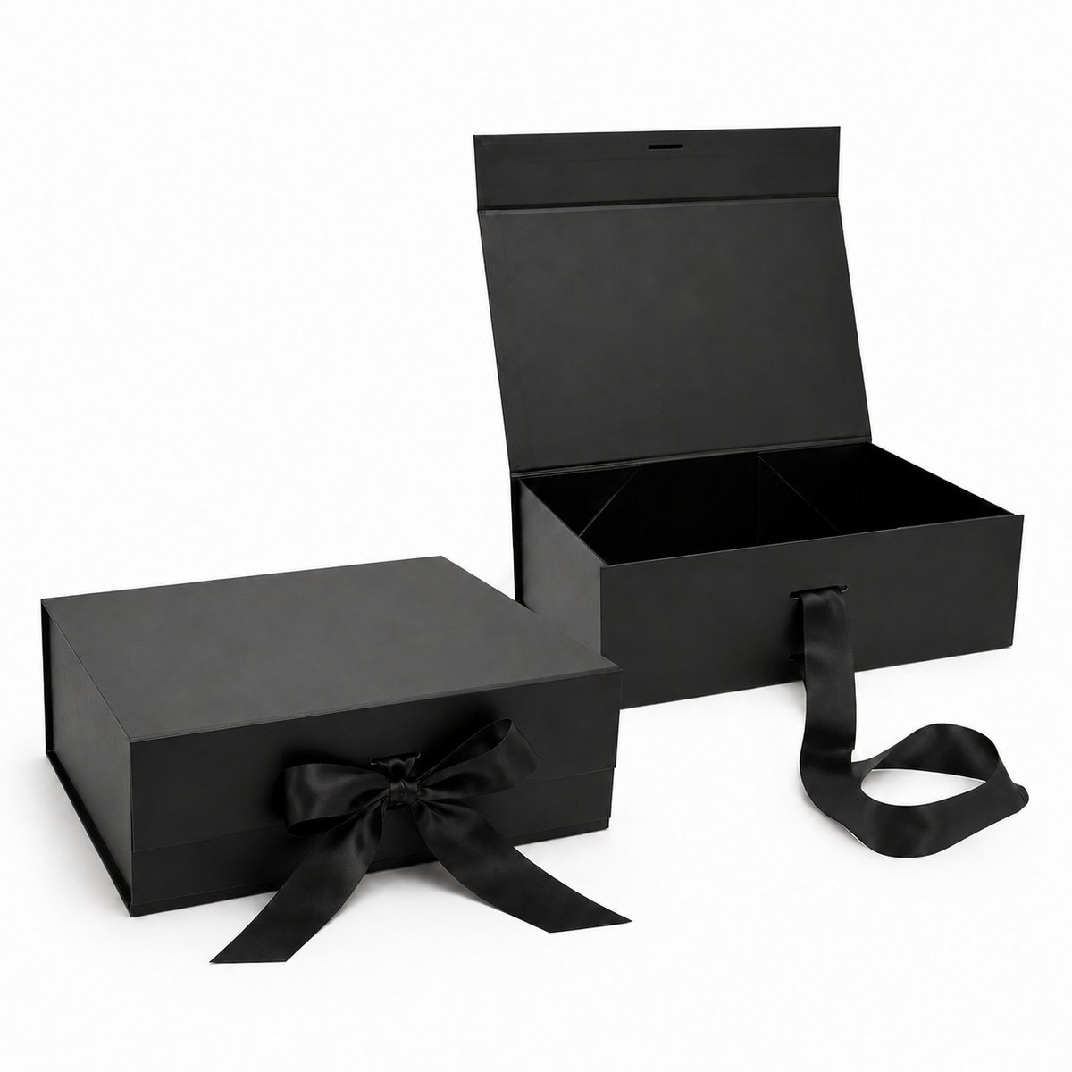 Cadeaudoos Zwart - Groot - Giftbox met Magneetsluiting en Satijnen Lint - Luxe Geschenkdoos
