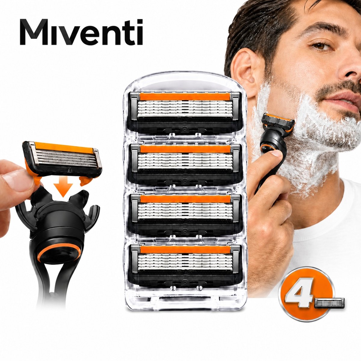 Miventi Scheermesjes geschikt voor Gillette Fusion 5 - 4 Stuks - Heren Navulmesjes