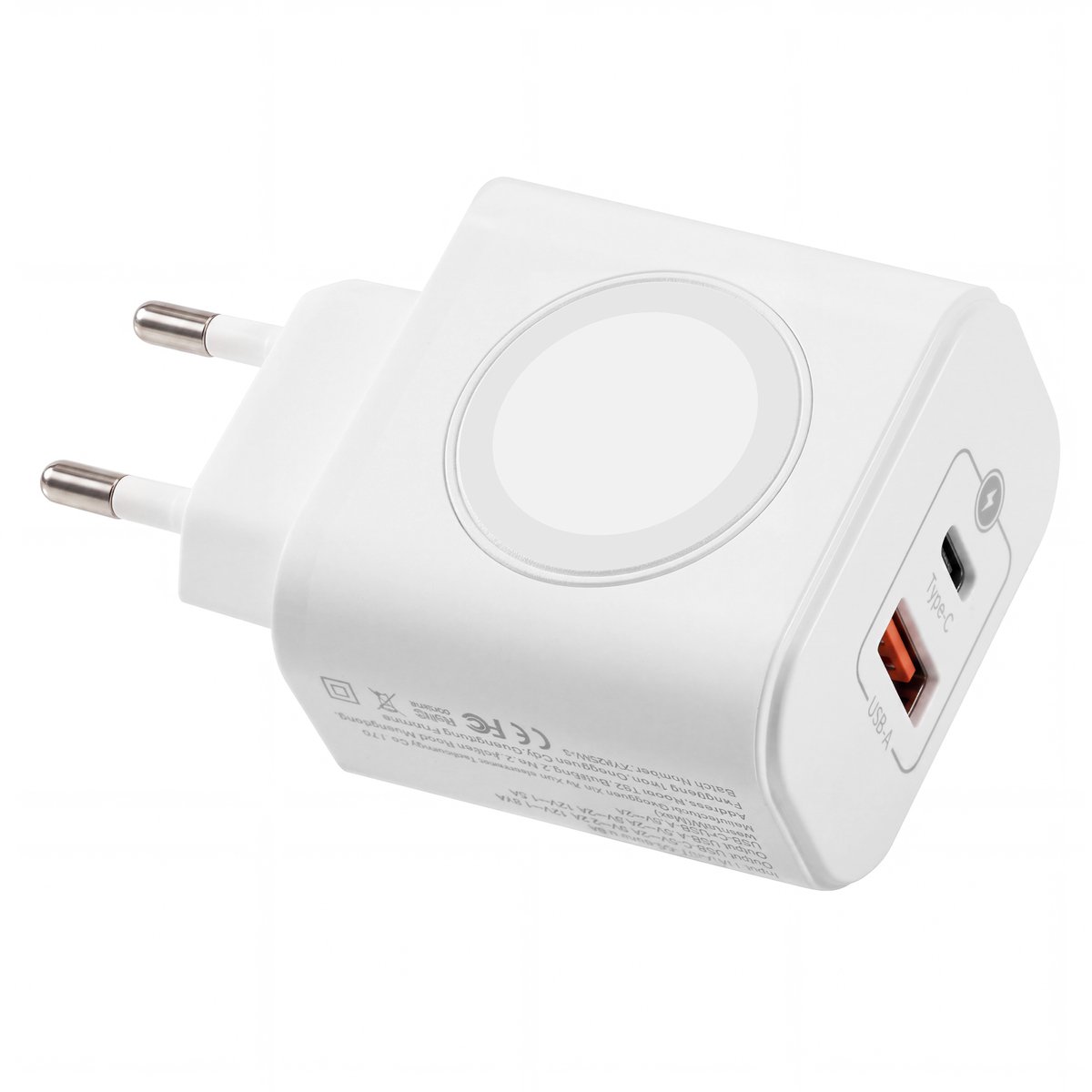 YONO 3-in-1 Oplader - Geschikt voor Apple Watch - USB-C en USB-A Snellader - 20W Power Adapter - Reisoplader - Wit