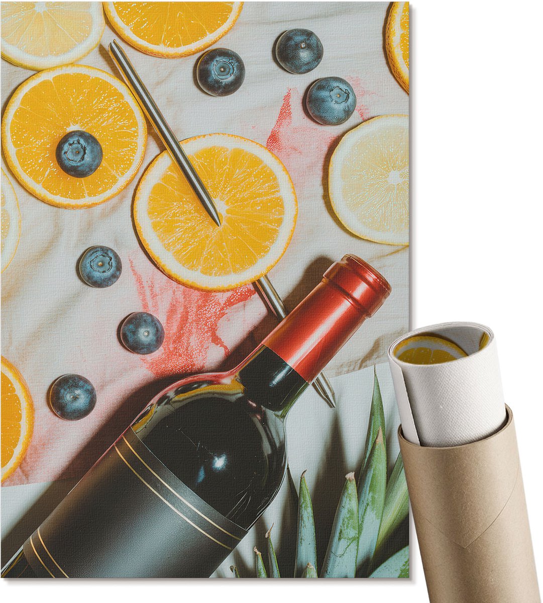 Coloray Polycanvas Wandposter - Koffie En Een Croissant, Fotografie - A3 - Wit Decoratie - Rechthoek - Muurkunst - Woonkamer, Slaapkamer, Kantoor - Modern