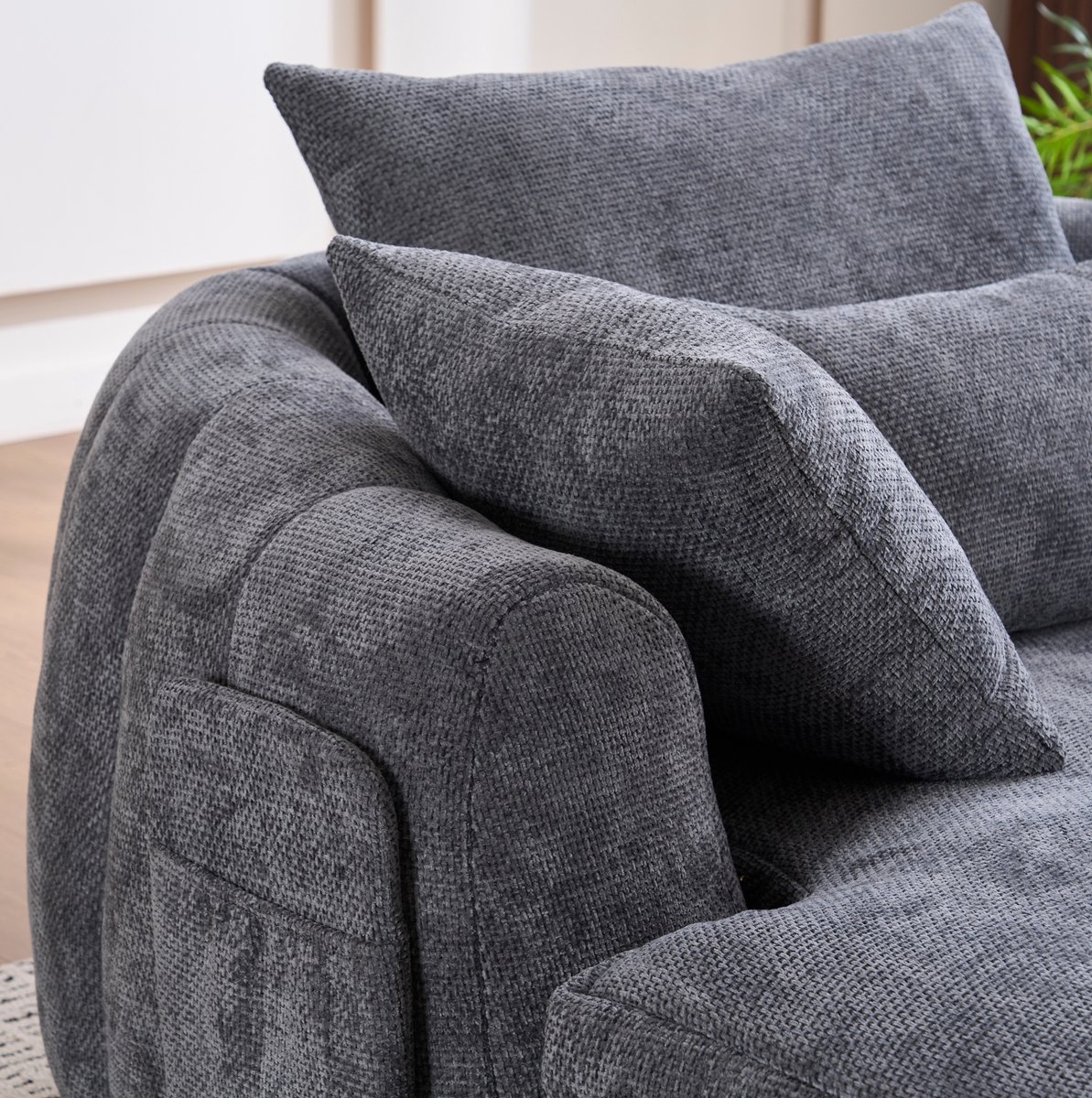 OKWISH Chaise Longue 1-Zits Grijs - Zachte Chenille En Extra Kussens - Zonder Montage Voor Woonkamer En Leeshoek - Stof - Grijs