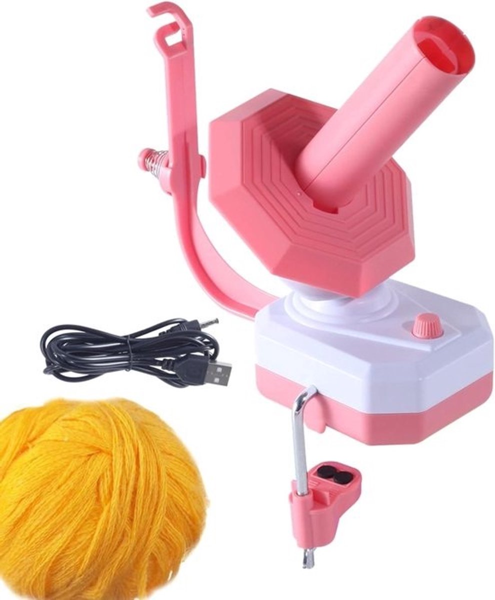 Garenwikkelaar - Garenspoeler - Haken Breien - Traploze snelheidsregeling - 10 oz capaciteit - Roze