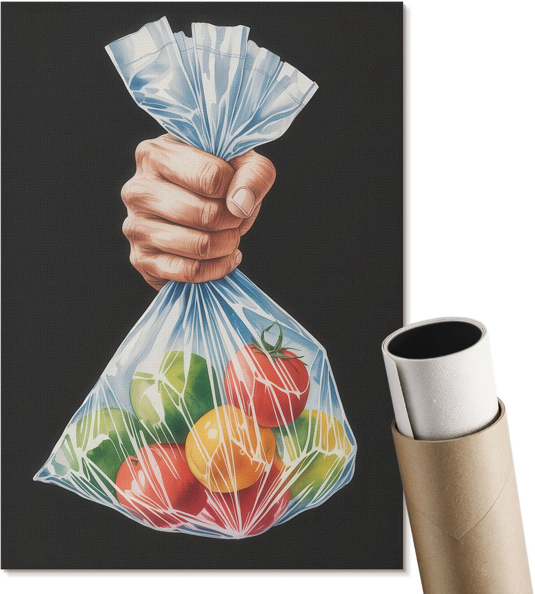 Coloray Polycanvas Poster - Fudō Myō Masker, Illustratie - A2 - Beige Kunst - Rechthoek - Wandkunst - Woonkamer, Slaapkamer, Kantoor - Japanse