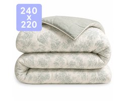 HappyBed Dekbed zonder overtrek 240x220 - Wasbaar Dekbed - Bedrukt dekbed zonder hoes - Hoesloos Dekbed - Lits Jumeaux - Leaves