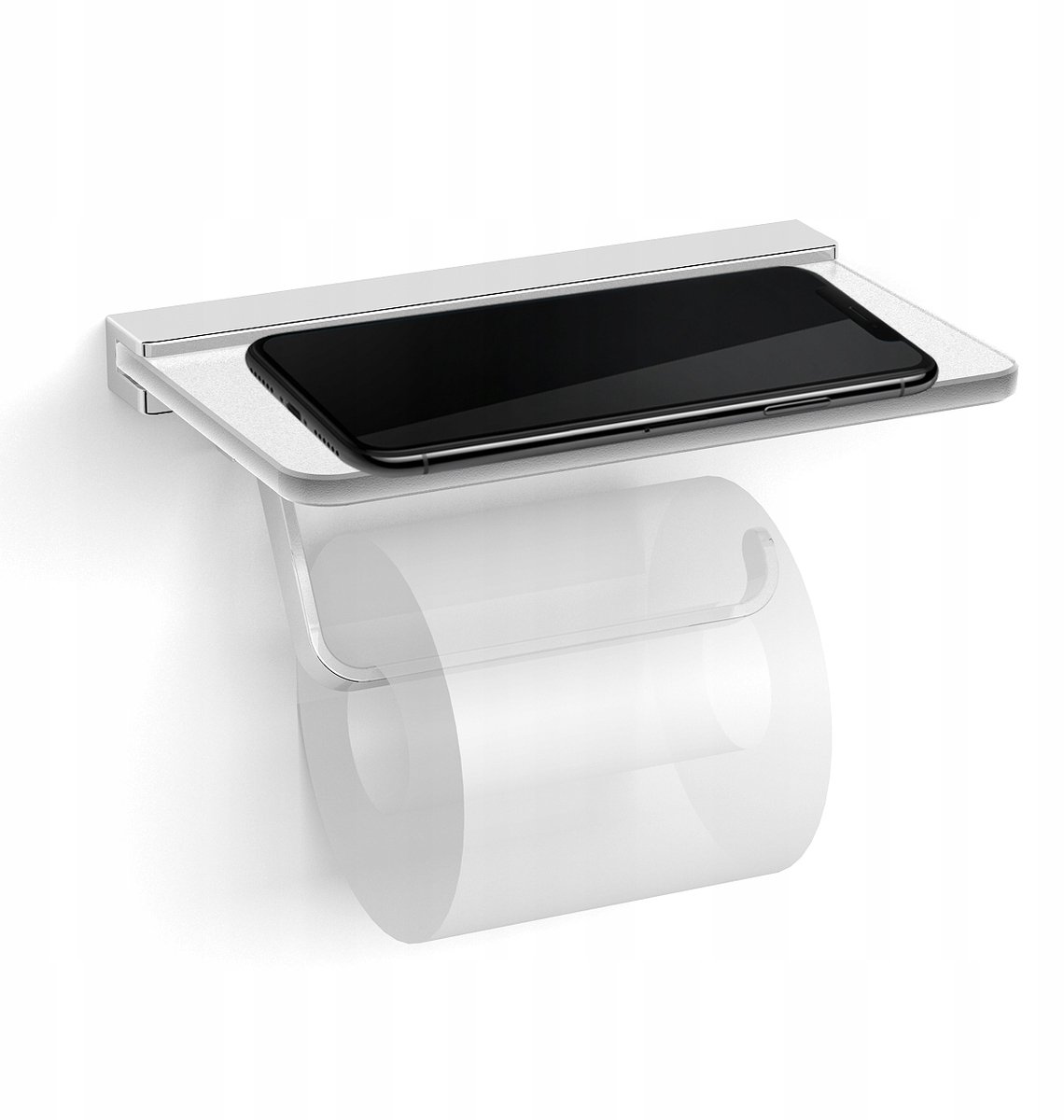 Toiletrolhouder met smartphoneplankje - Chroom
