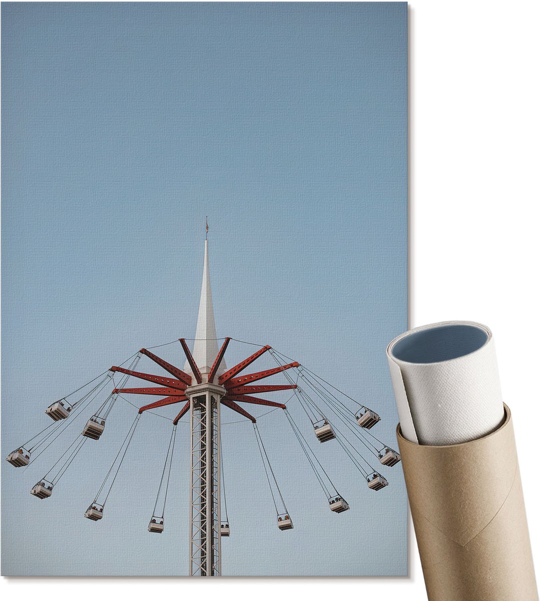 Coloray Polycanvas Wandposter - Carrousel En Hemel, Fotografie - A4 - Blauw Wandposter - Rechthoek - Canvasposter - Woonkamer, Slaapkamer, Kantoor - Modern