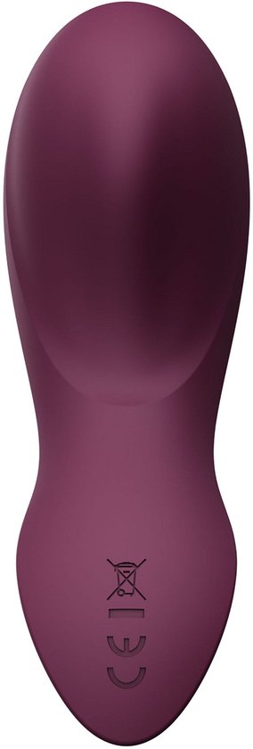 Dessous d'un vibrateur violet avec marquage CE.