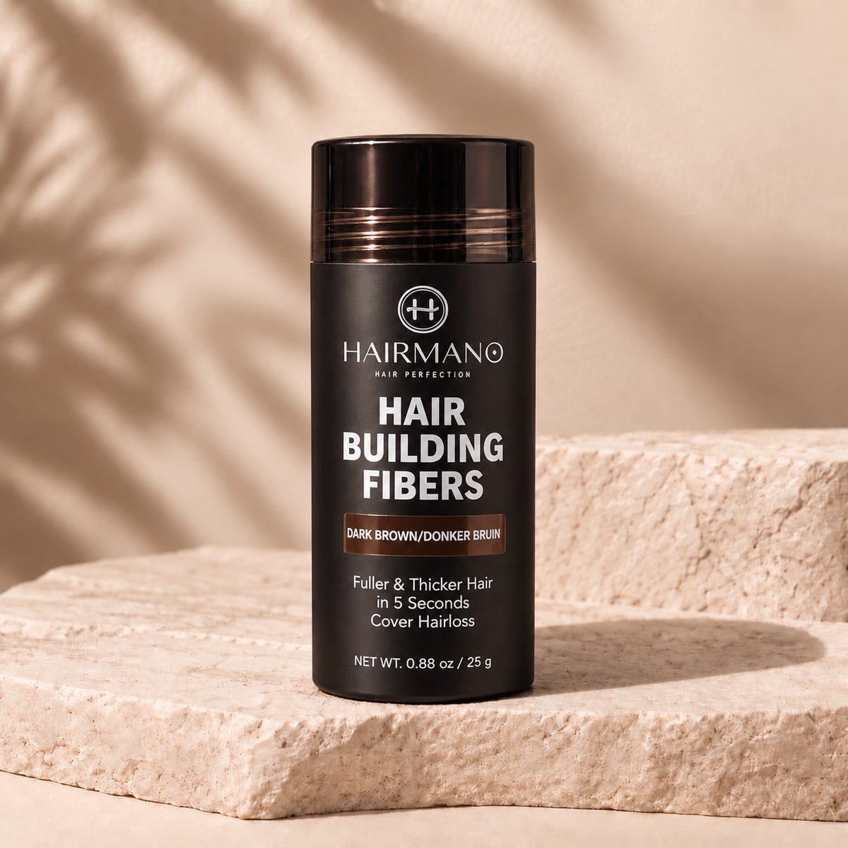 HAIRMANO Hair Building Fibres 25g - Haarvezels voor Dun Haar - Volumepoeder - Direct Voller Uitziend Haar - Donkerbruin