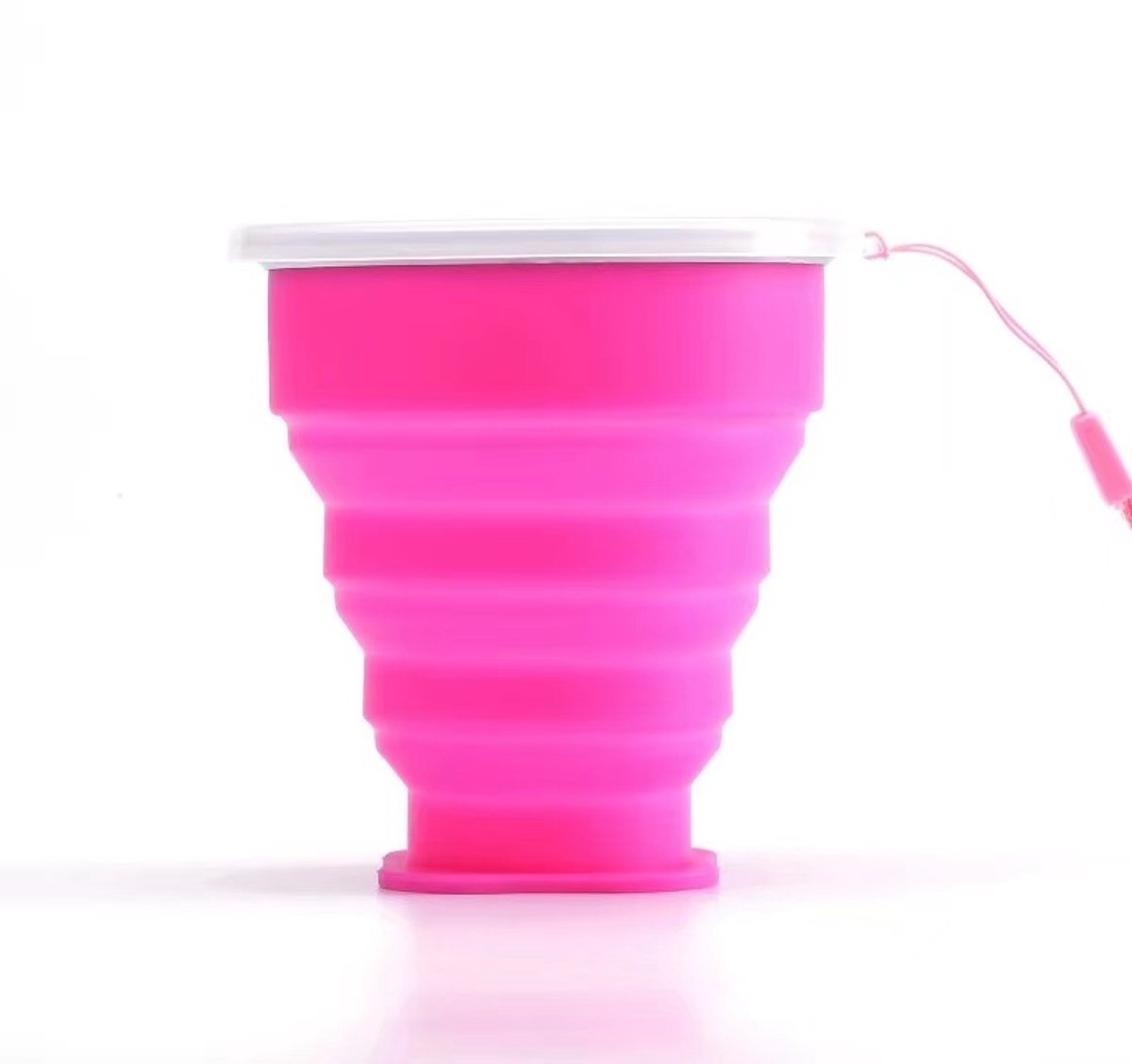 Go Go Gadget - Opvouwbare Beker Met Deksel - Siliconen - 200-300ml - Roze