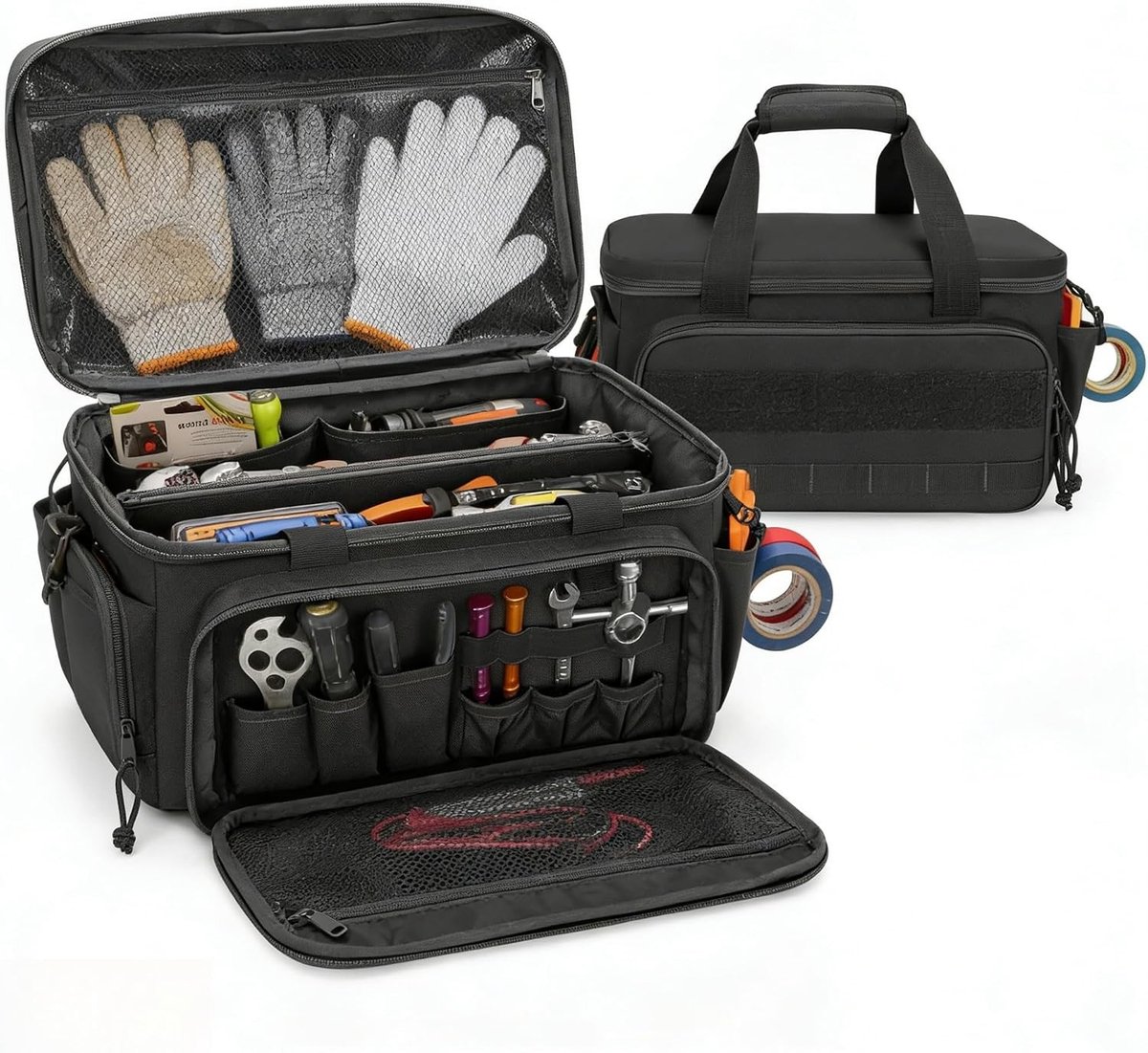 Gereedschapstas - Zwart - 36,6 x 21,6 x 20,6 cm - Waterdichte Oxford-stof met Antislip Bodem - Voor Elektriciens en Timmerlieden