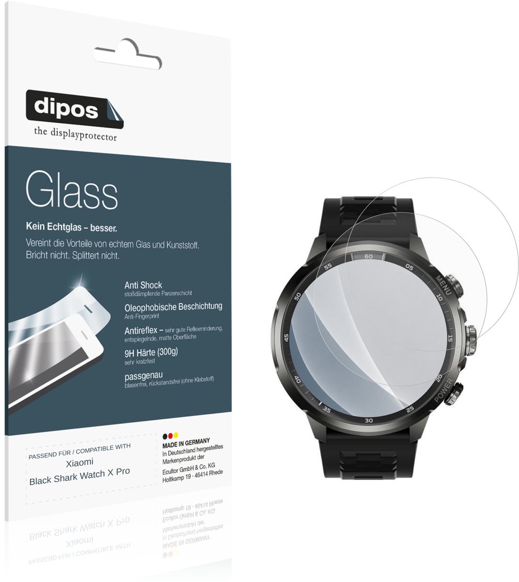 dipos – 2x Matte Pantserfolie geschikt voor Xiaomi Black Shark Watch X Pro | 9H Screenprotector