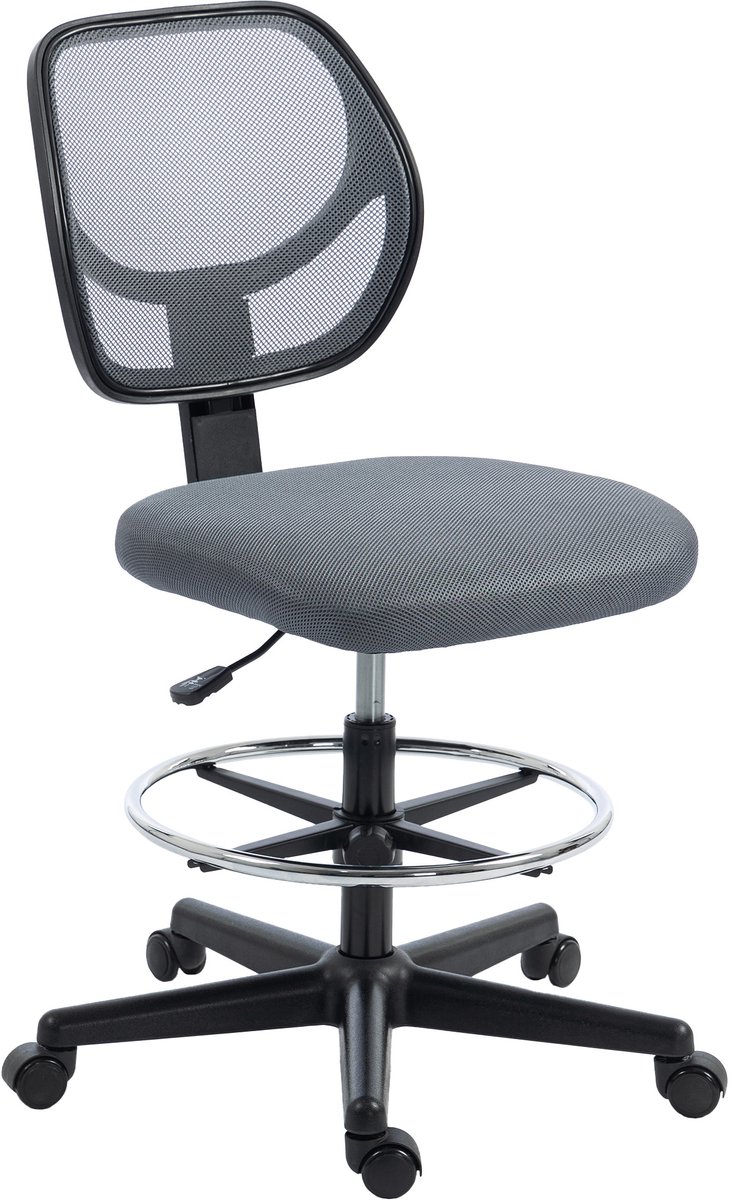 Bureaustoel ergonomisch met voetensteun - Verstelbare hoogte - Luchtige mesh rugleuning - Ergonomisch ontwerp - Donkergrijs - Geschikt voor tekenen