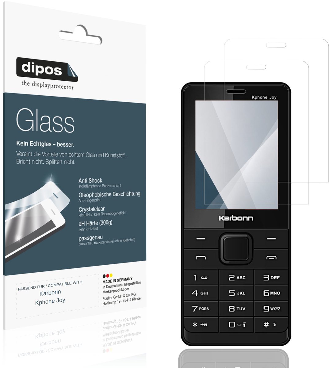 dipos – 2x Pantserfolie geschikt voor Karbonn Kphone Joy | 9H Screenprotector