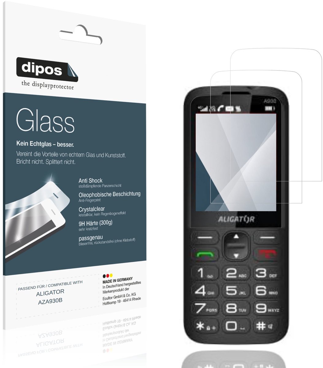 dipos – 2x Pantserfolie geschikt voor ALIGATOR AZA930B | 9H Screenprotector