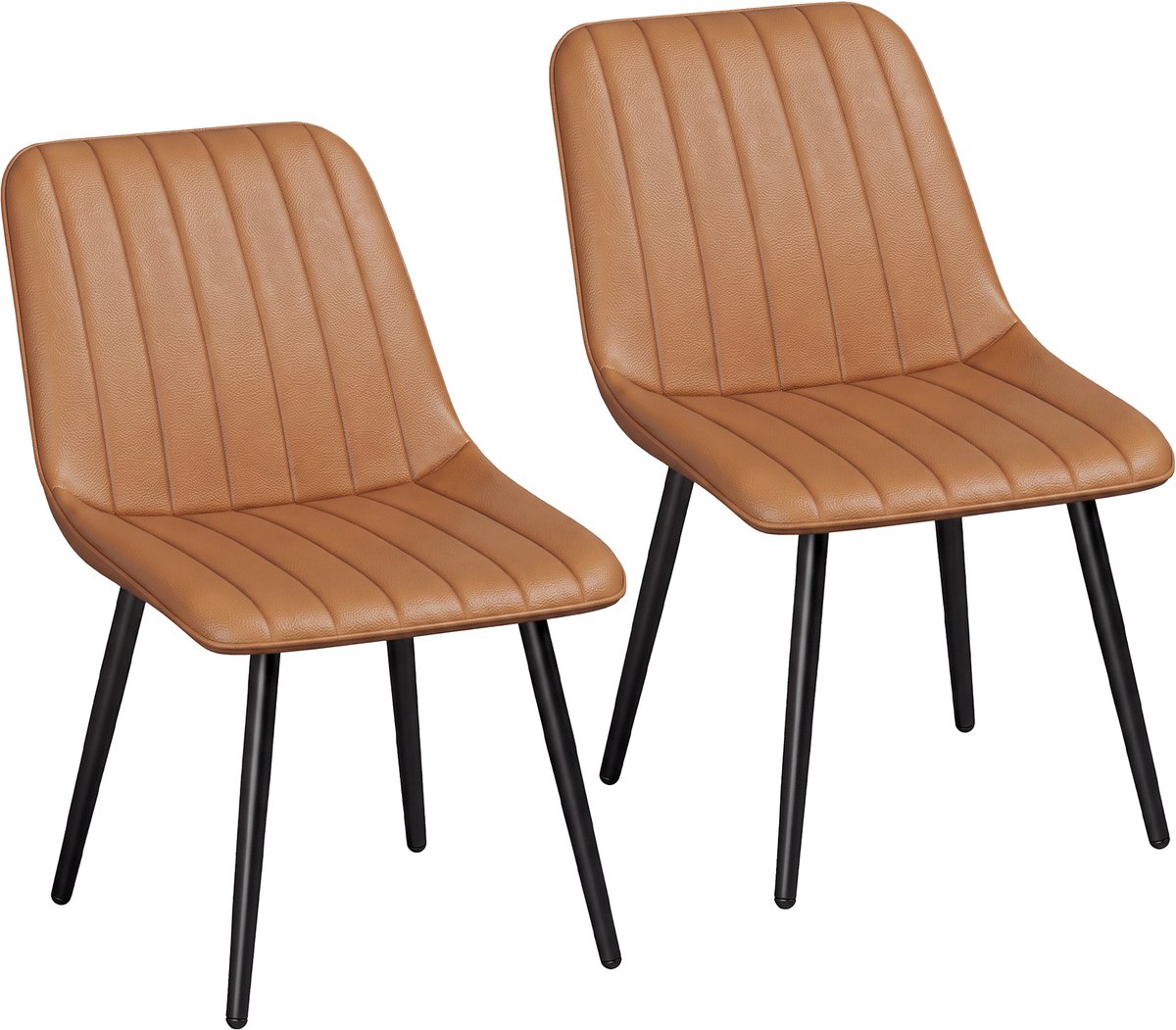 HOMCOM Eetkamerstoel - Synthetische bekleding, staal - 51 x 61 x 78 cm - Bruin