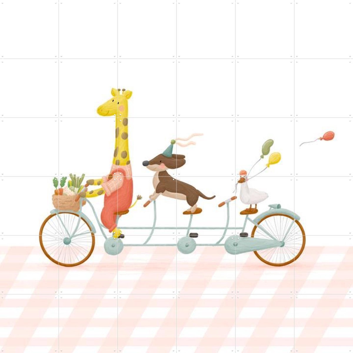 IXXI Tandem Party, Studio Phie - 120 x 120 cm - Gratis ophangtool - Grote wanddecoratie en posters - Kleurrijk, Cartoonesk, Speels, Fantasierijk