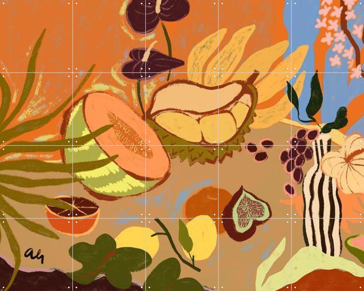 IXXI Sweetness of Summer, Arty Guava - 100 x 80 cm - Gratis ophangtool - Grote wanddecoratie en posters - Abstract, Kleurrijk, Speels, Digitale Kunst