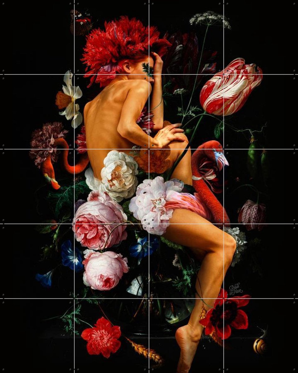IXXI Flowers and Desires, Paste in Place & Rijksmuseum 2.0 - 80 x 100 cm - Gratis ophangtool - Grote wanddecoratie en posters - Fotografie, Kleurrijk