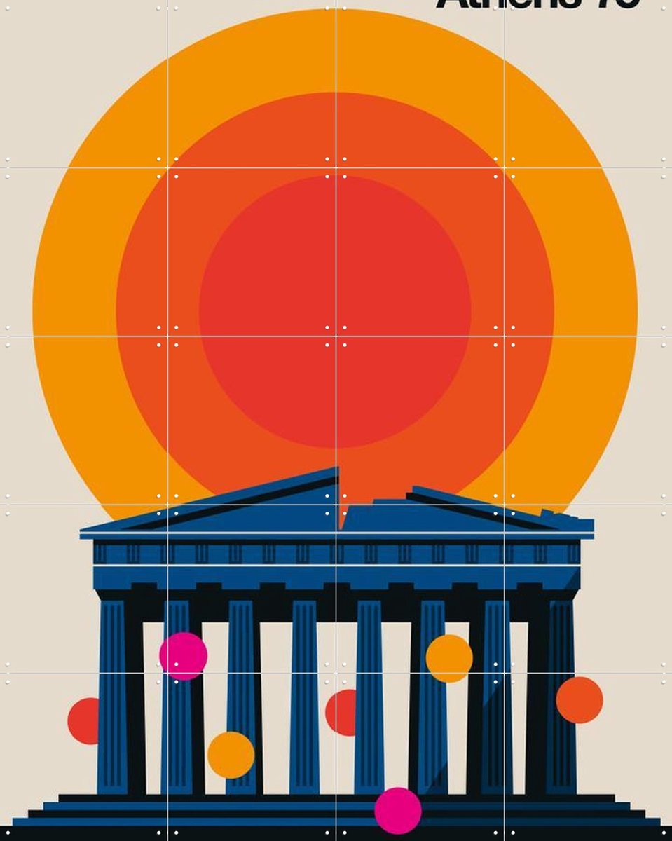 IXXI Athens 75, Bo Lundberg - 80 x 100 cm - Gratis ophangtool - Grote wanddecoratie en posters - Kleurrijk, Illustraties, Minimalisme, Geometrische