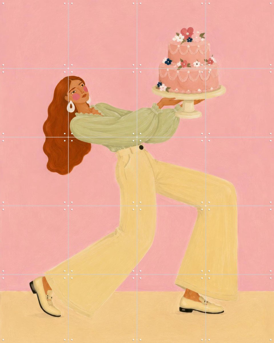 IXXI Piece Of Cake, Atelier Pommeline - 80 x 100 cm - Gratis ophangtool - Grote wanddecoratie en posters - Kleurrijk, Speels, Modern, Digitale Kunst