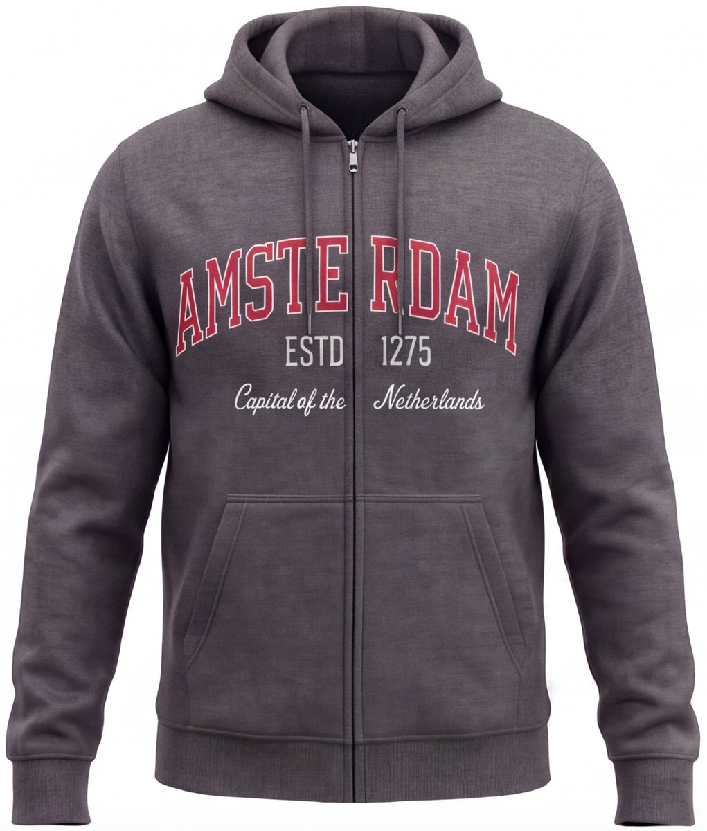Hitman Vest Heren - Amsterdam - Trainingsvest Heren - Met Rits - Hoodie Met Capuchon - Met Zakken - Charcoal - Maat XXL