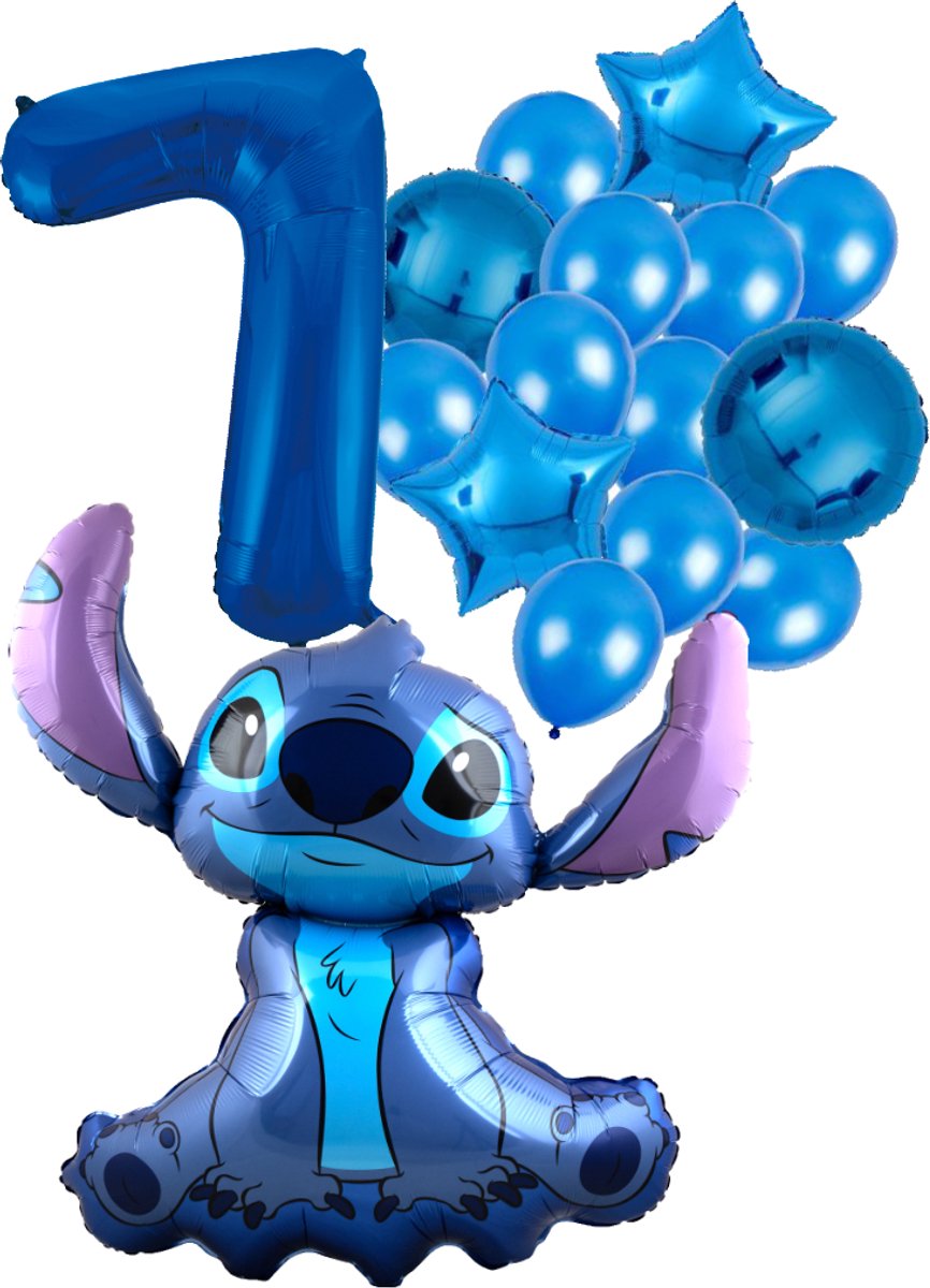 Stitch Ballon Set - 97x90cm - Folie Ballon + Ster Ballonnen - 7 jaar | Disney