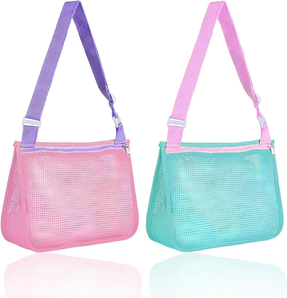Opvouwbare Strandtas voor Kinderen - 2 Stuks, Ideaal voor Strandaccessoires, Schelpenverzameling en Speelgoedopslag