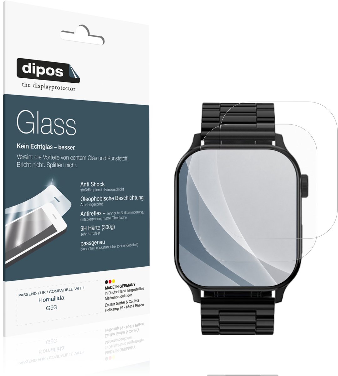 dipos – 2x Matte Pantserfolie geschikt voor Homailida G93 | 9H Screenprotector