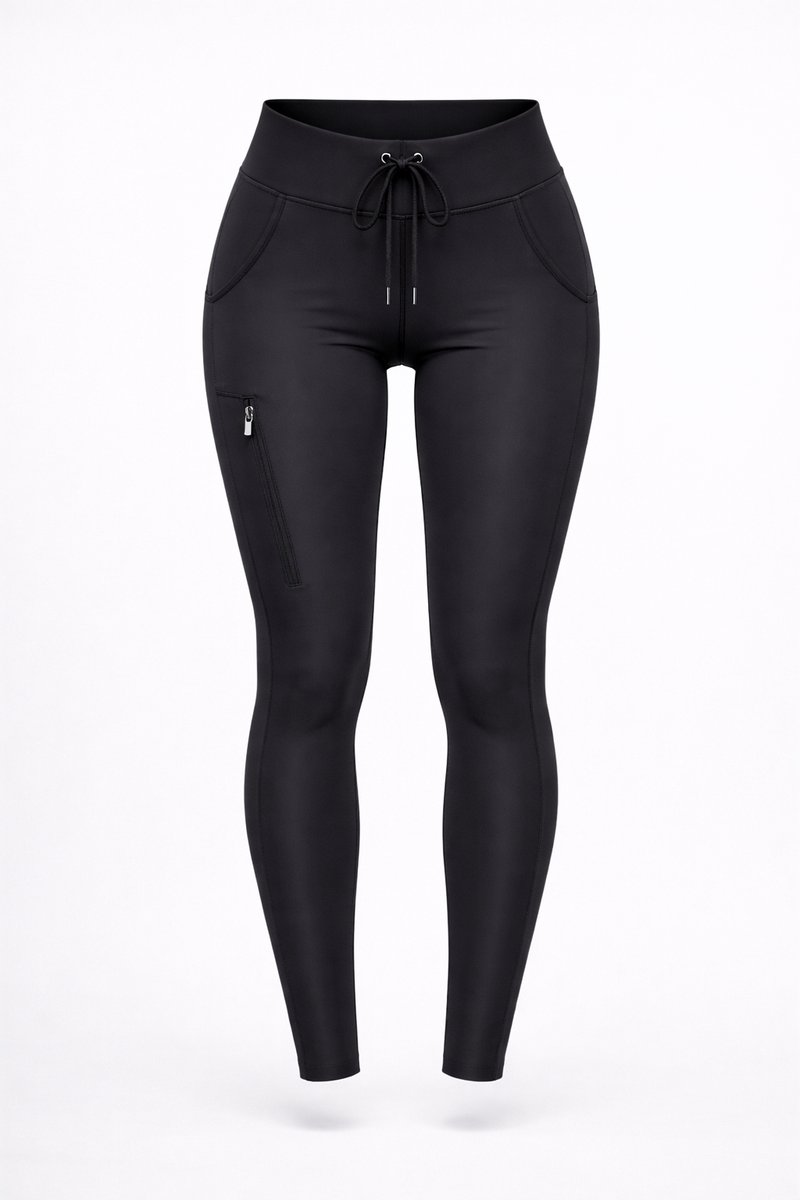 Empire Embodied Pasithea Sportlegging Dames - High Waist Squat Proof met Zak op het Been - Yoga en Fitness Legging - Zwart - Maat M