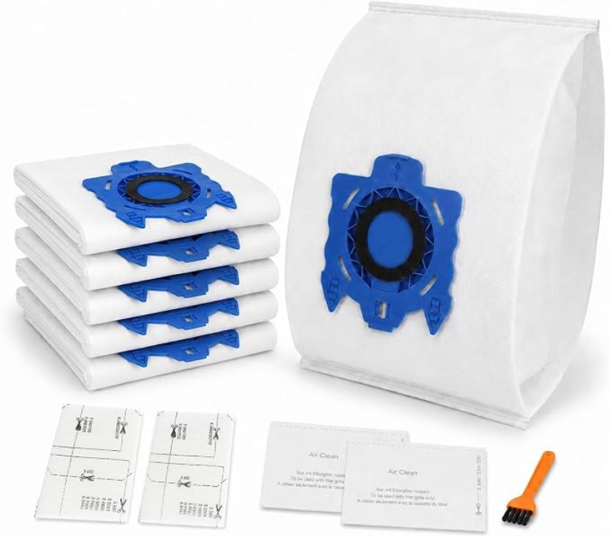 Stofzuigerzakken compatibel met Miele GN S2 S4 S5 S6 S8, Complete C2/C3 en Classic C1 – 6 zakken met 4 hygiënefilters en borstel