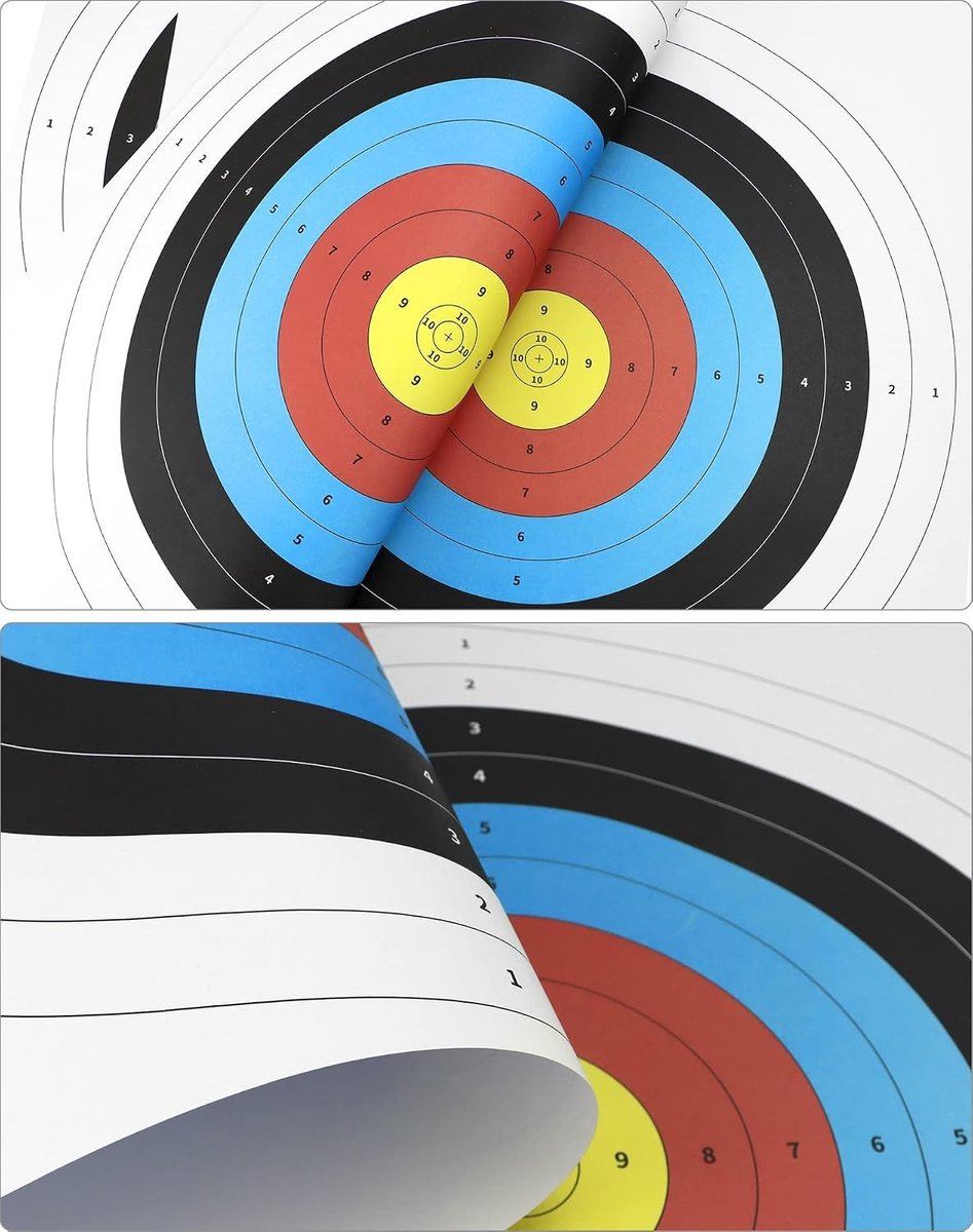 20 Stuks Boogschietdoelen 60x60cm met 10 Ringen - Papieren Schietschijven voor Training en Accessoires