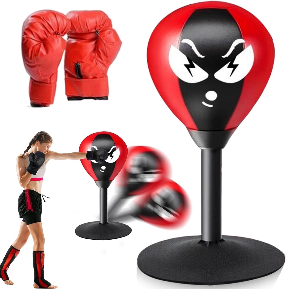 Mini Punching Bag voor op Bureau: Desk Punching Ball met Zuignap, Stressverlichting en Verbetering van Focus